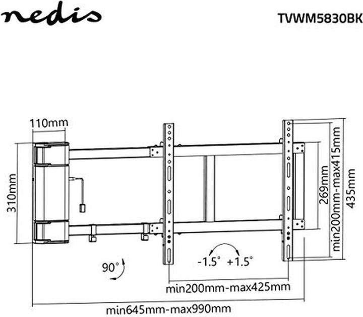 Actual product image Nedis Motorised TV wall mount (Wall, 60", 40 kg)