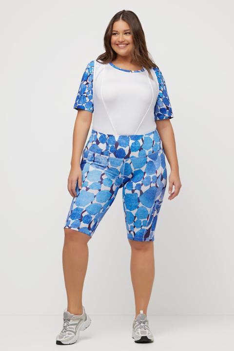 Actual product image Ulla Popken Abstract Print Padded Cycling Shorts with Suspenders (54)