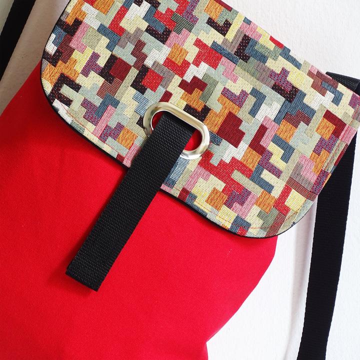 Actual product image Only-Bags.Store Red cotton canvas backpack with zip and secure compartment, LapTop backpack