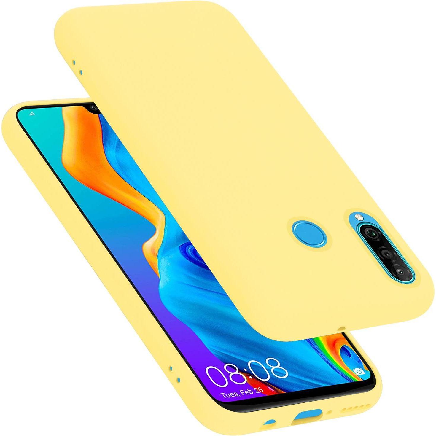 Cadorabo TPU Liquid Silicone Case Cover (Huawei P30 Lite), Smartphone Hülle, Gelb