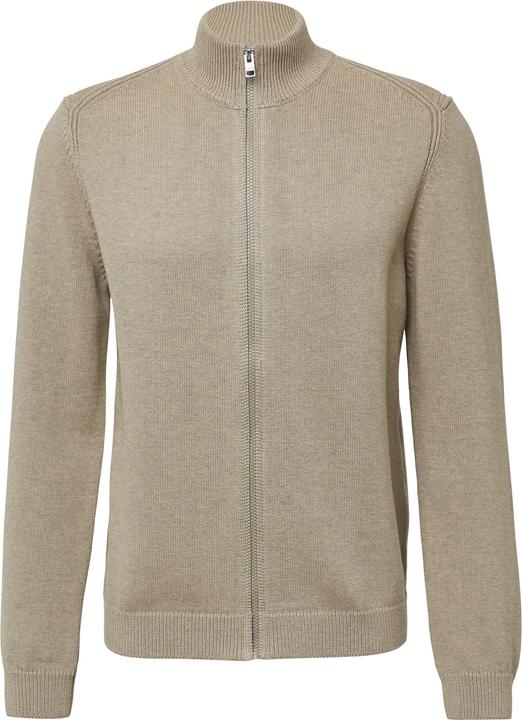 Produktbild s.Oliver Strickjacke Baumwoll-Strickjacke mit Stehkragen und Logo-Patch (M)