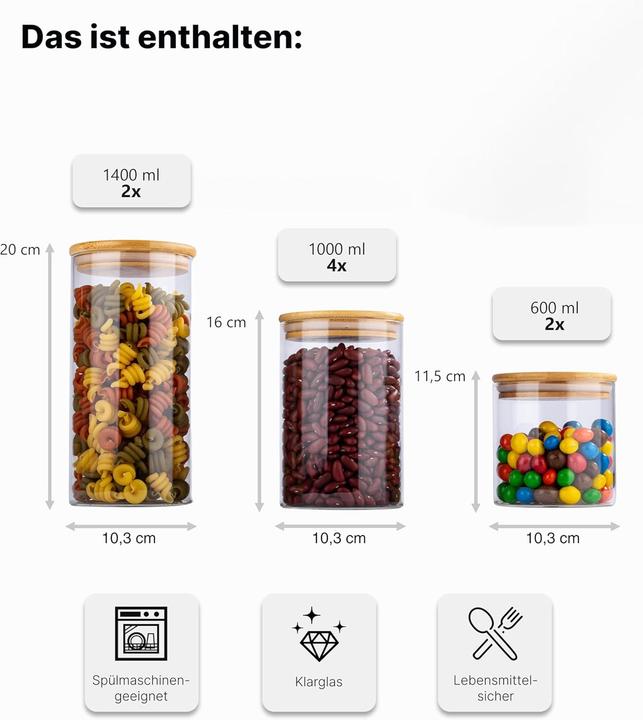 Produktbild Deco haus Vorratsgläser-Set mit Deckel (1.40 l)