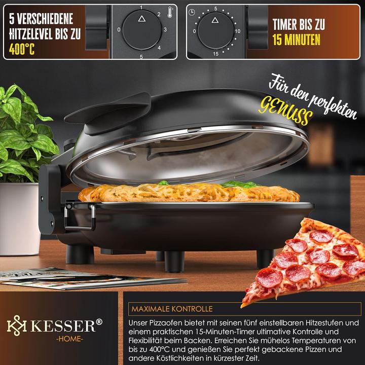 Image du produit Kesser Pizza-Ofen mit feuerfester Steinplatte & Timer