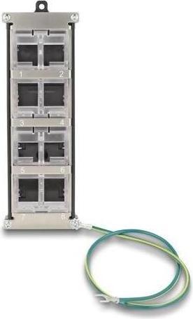 Produktbild Delock Keystone Halterung 8 Port neigbar für Hutschiene oder