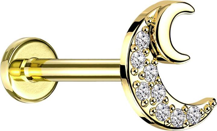 Immagine prodotto Star Piercing Micro Threadless UFO Labret foglia d'argento cristalli placcati oro argento (Ottone, Acciaio chirurgico 316L)