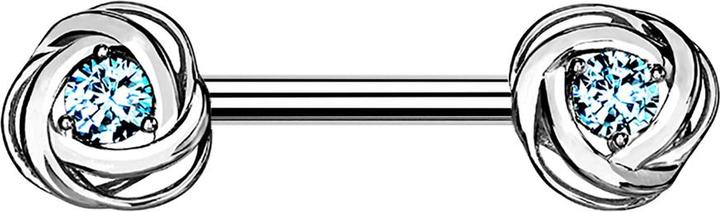 Image du produit Star Piercing Barbell silber Rosenblüte Kristall aqua (Laiton, Acier chirurgical 316L)