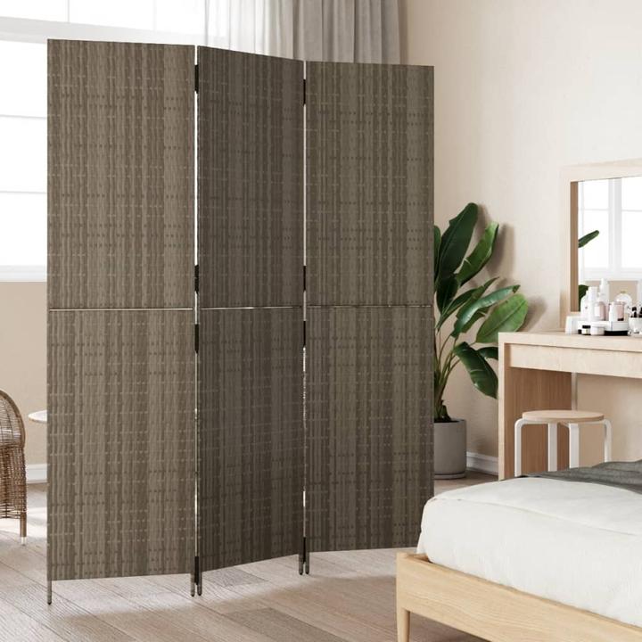 Produktbild VidaXL Paravent 3-tlg. Grau Poly Rattan,Farbe: Grau,Material: Poly