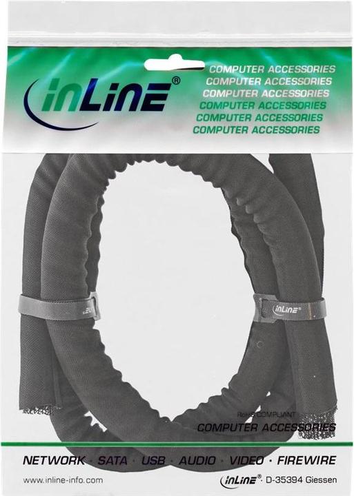 Actual product image InLine Self-closing organiser hose, black, 25 mm diameter, 2 m (Cable conduit, 200 cm)