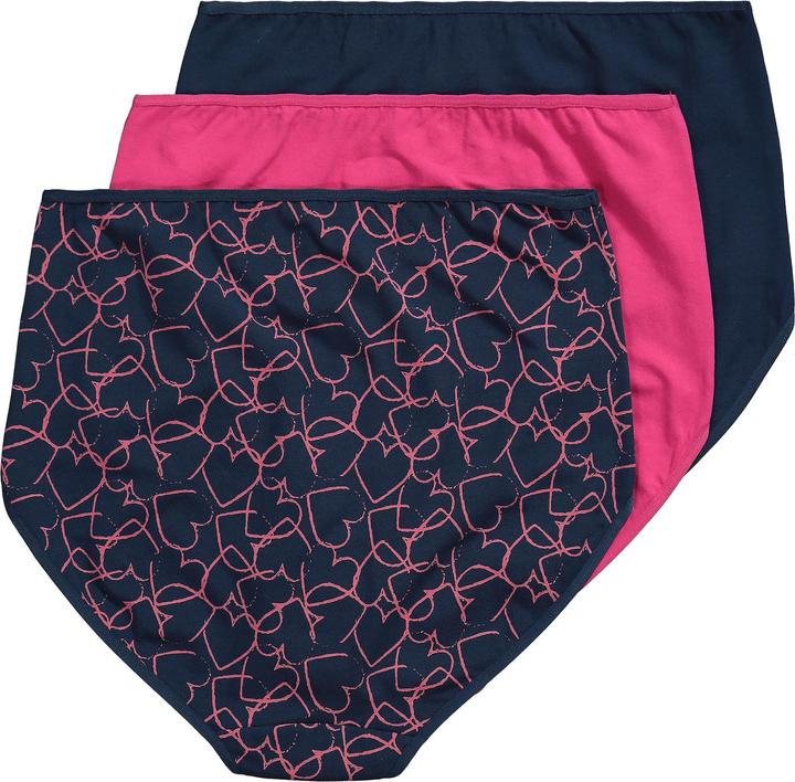 Produktbild Ulla Popken Maxislips, 3er-Pack, Herzen/einfarbig (42, 44, 3er Pack)