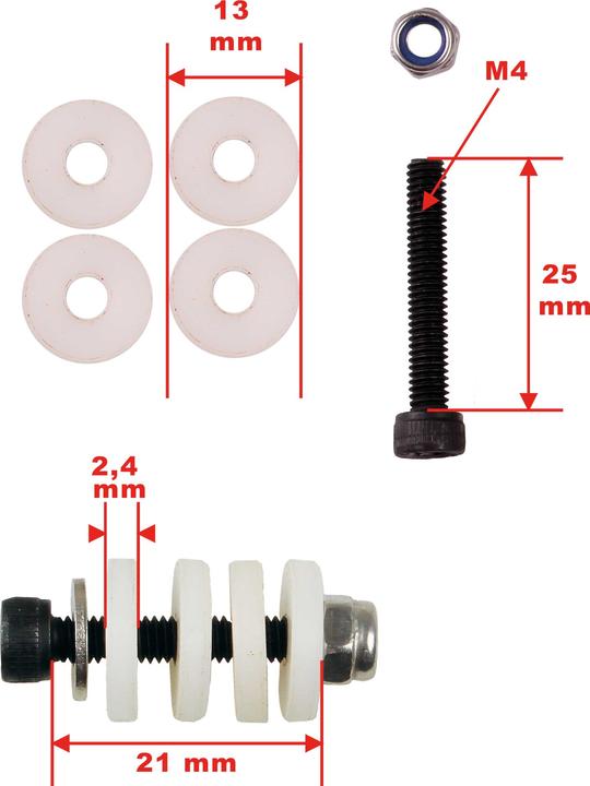 Produktbild Kuza motordistanzen 2,5-10mm verstellbar m4 4stk.