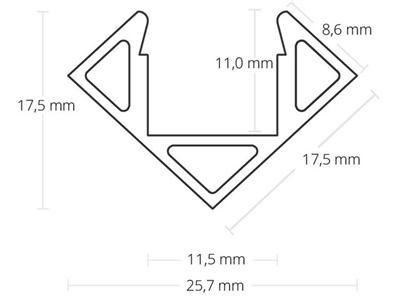 Produktbild Galaxy Profiles Eckprofil spitz LED-Breite 11mm, L2000mm, silber