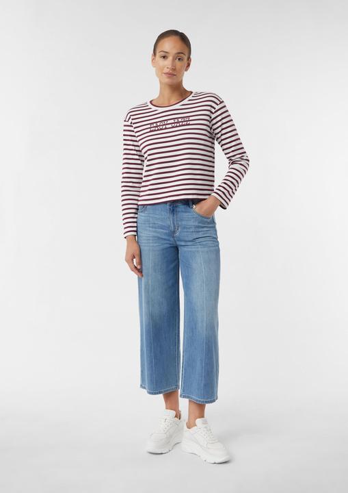 Produktbild Comma Sweatshirt Verkürztes Streifenshirt mit Frontprint (36)