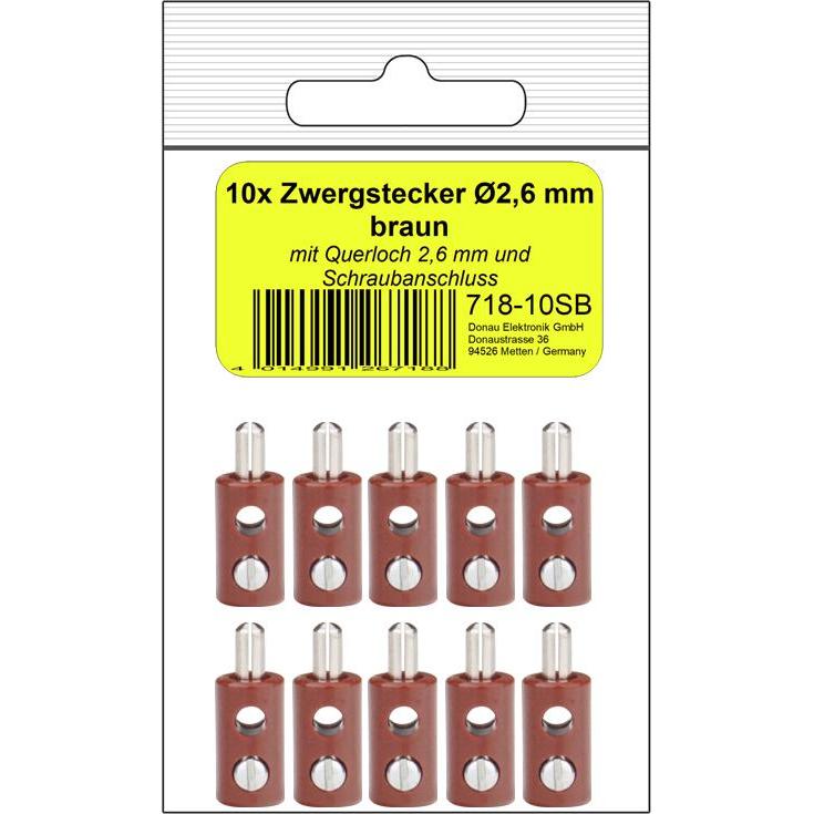 Donau 10 ZWERGSTECKER 2,6mm braun in SB, Elektronikkabel + Stecker, Braun