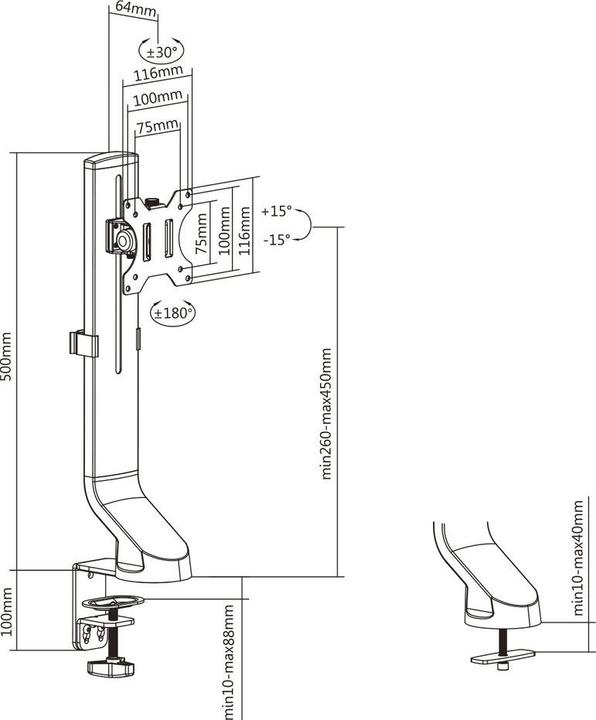 Produktbild Monitor Desk Mount, 1 screen up to 32ö, with thumb screw (Tisch, 32")