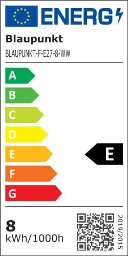 Energie-Label Blaupunkt Vintage Filament LED Glühbirne A60 E27 - 8W - Warmweiss - Dekorativ - Retro - Einzeln (E27, 8 W, 1055 lm, 1 x, E)