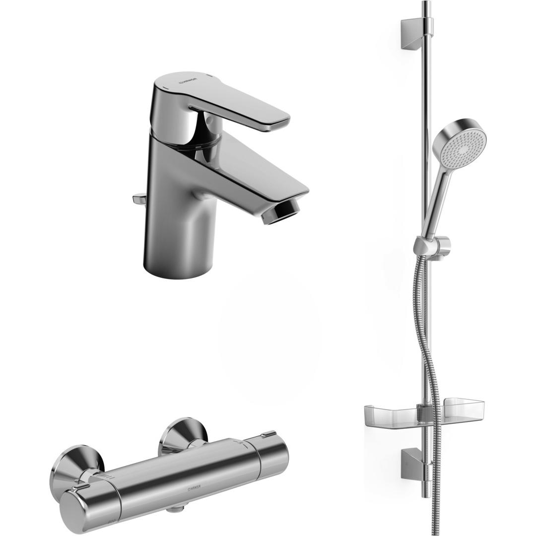 Hansa, Badarmatur, HANSAPOLO Armaturen-Set für Badezimmer, Wanneneinlauf ohne Luftsprudler, 46520090