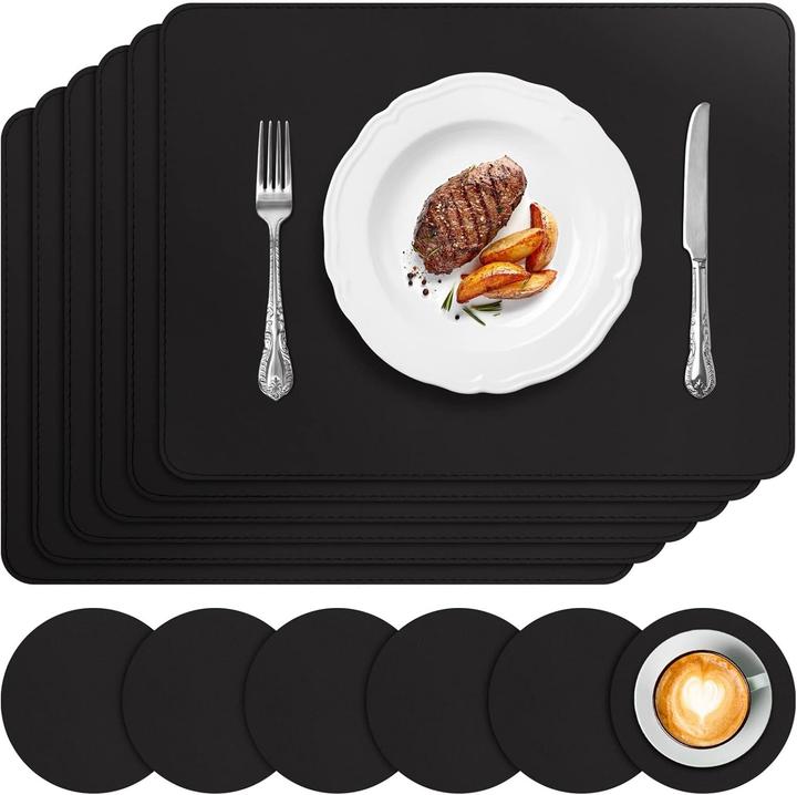 Image du produit Aplker Tischset Lederoptik 6er-Set (Abwaschbar, Hitzebeständig) (6 pcs)