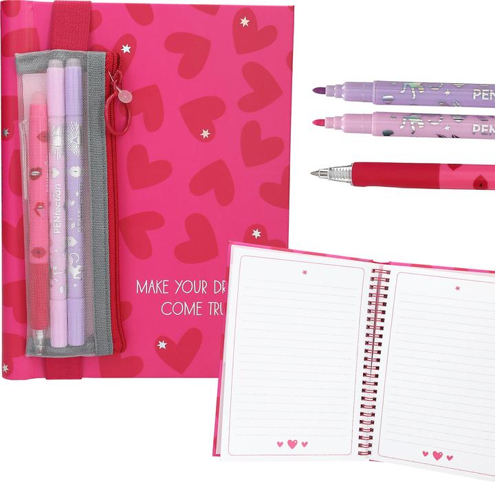 Image du produit Trend - PENfection Notebook with Pen Set - Heart - Bright Red and Pink (413890) (À rayures, Couverture rigide)