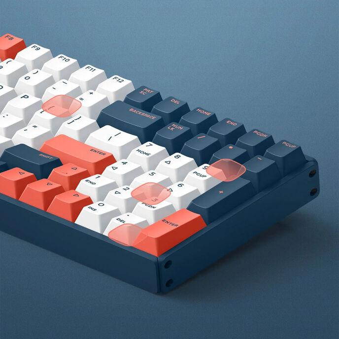 Actual product image Iqunix F97 Coral Sea RGB Cherry Silent Red Keyboard, Blue/White/Orange (Eng. Int., Cable, Wireless)