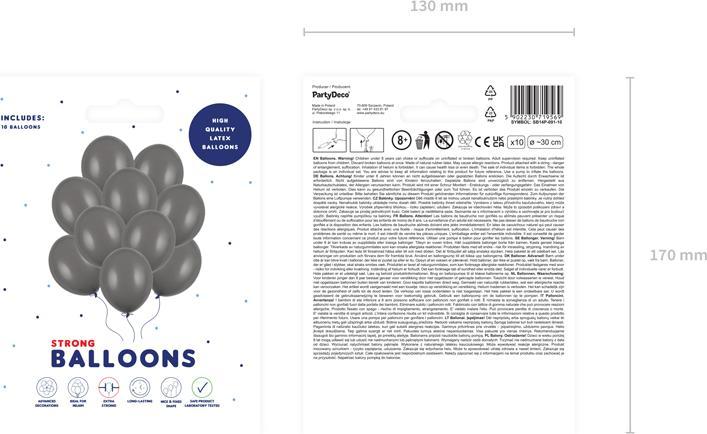 Produktbild Partydeco Ballons Dunkelgrau Pastell (10x)