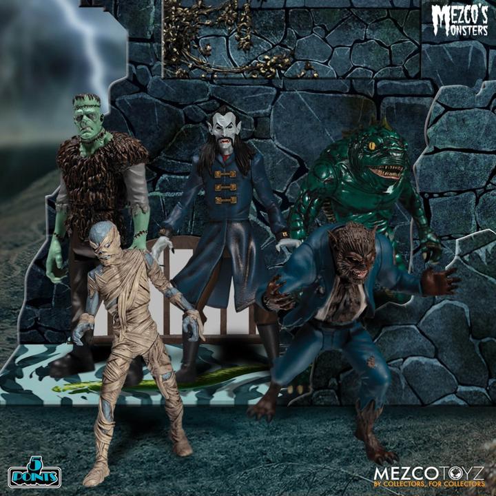 Actual product image Mezco Toys Mezco's Monsters figurines 5 Points Tower of Fear Deluxe Box Set 9 cm