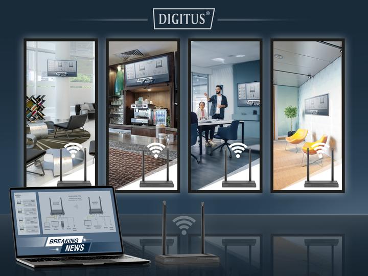 Actual product image Digitus 4K Wireless HDMI Extender/Splitter Set, 1x4 200 m, 1x TX, 1x RX