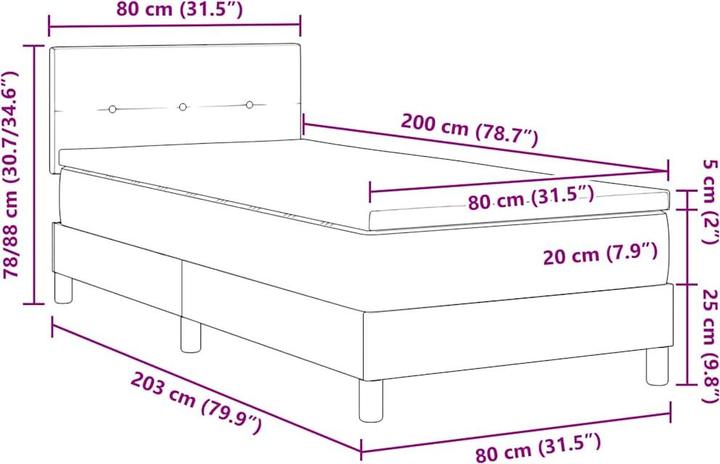 Produktbild vidaXL Boxspringbett (80 x 200 cm)