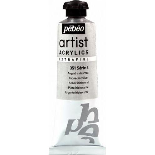 Pebeo, Künstlerfarbe + Bastelfarbe, Artist Acrylics Extrafein Acrylfarben (Silber Irisierend, 37 ml)