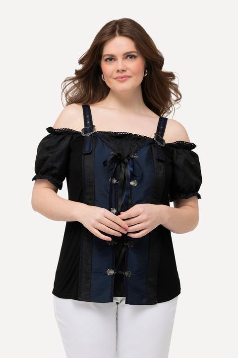 Produktbild Ulla Popken Trachten-Bluse, Schnürung, Spitze, Halbarm, Träger (50, 52)