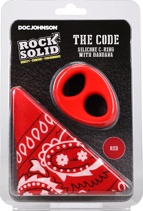 Produktbild Doc Johnson The Code - Silicone Cockring with Bandana - Red (4.60 cm)