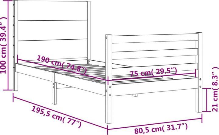 Produktbild vidaXL Bettgestell (75 x 190 cm)