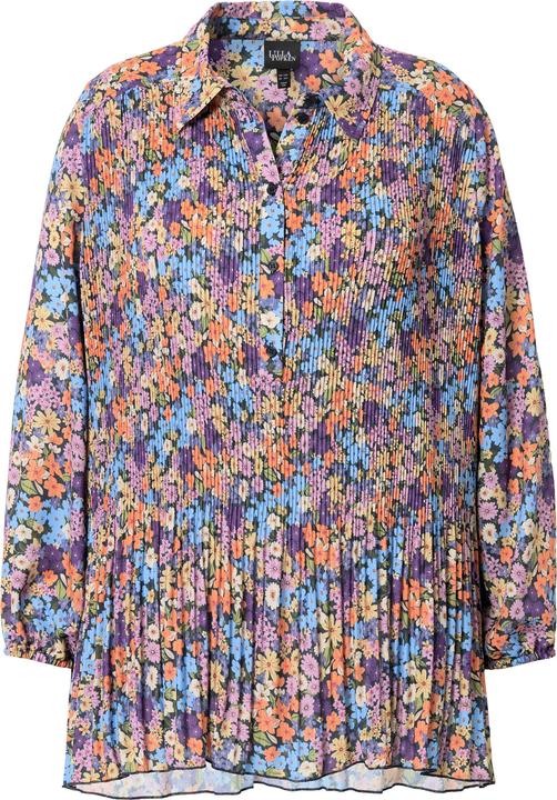 Produktbild Ulla Popken Plissee-Bluse, Blüten, A-Linie, Hemdkragen, Langarm (46, 48)