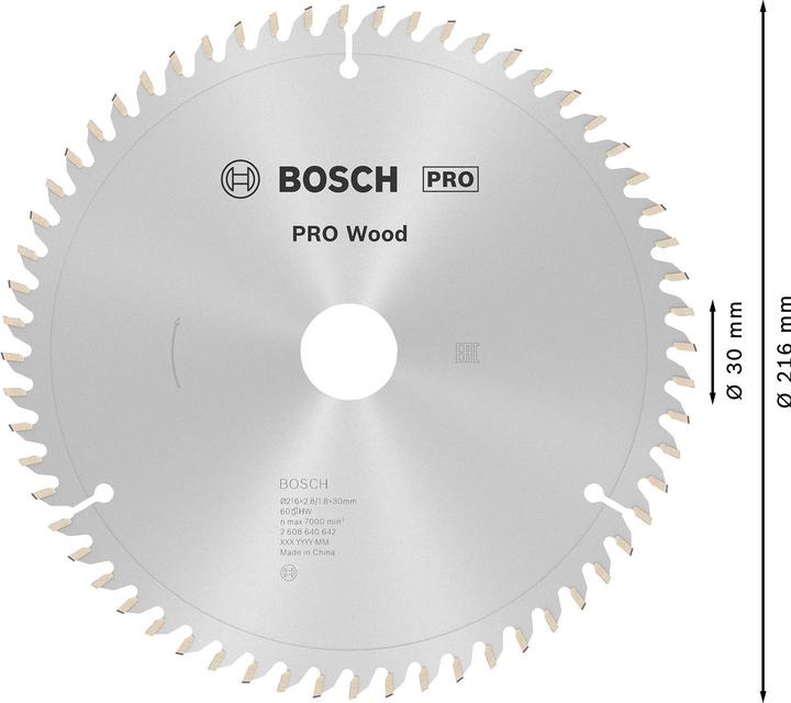 Immagine prodotto Bosch Professional Zubehör Lama per sega circolare PRO Wood, 216 x 2,8 x 30 mm