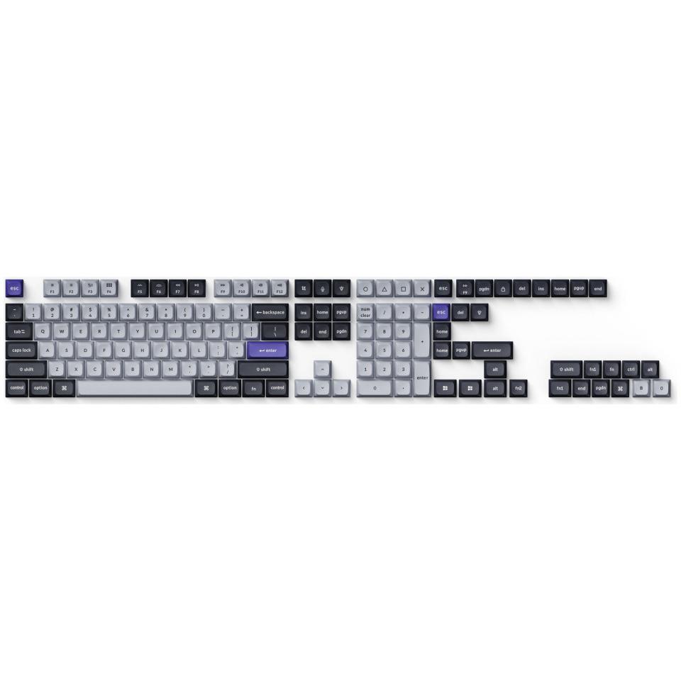 Keychron KSA Double Shot PBT Full Keycap Set - Gray and Silver PBT-46, Keycaps, Silber, Grau