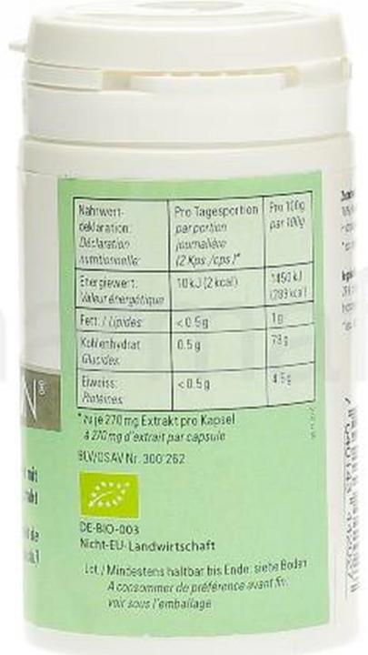Nutritional values and ingredients Ganodermin Vital mushroom extract capsule (60 Piece, Capsules, 42 g)