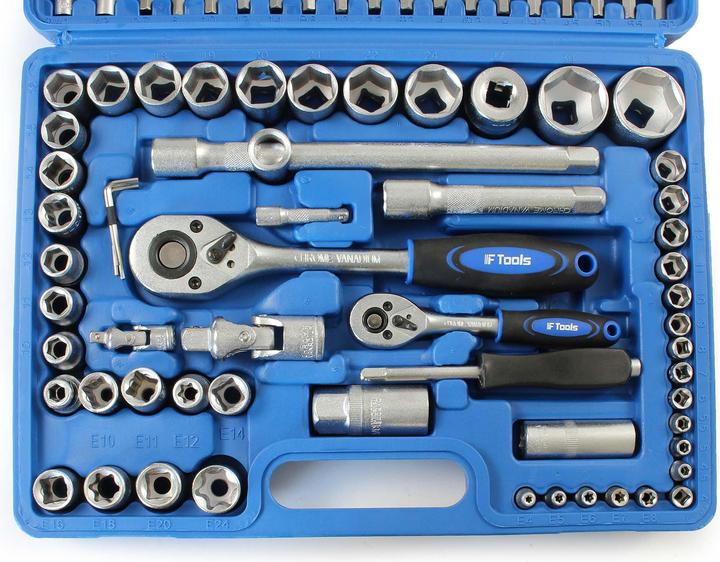 Actual product image Wiltec 108-piece Set of Socket Spanners Ratchet Box with 1/2" (12.5mm) and 1/4" (6.3mm) Drive