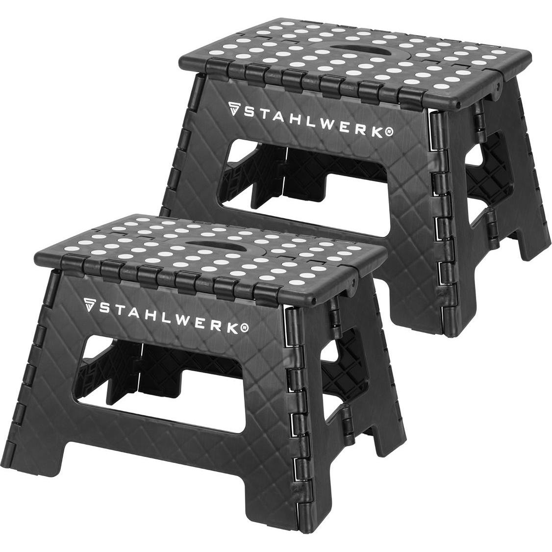 Stahlwerk, Leiter + Gerüst, Klapptritt KT-2 ST 2er Set mit 150 kg Tragkraft Faltbarer Tritthocker (Klapptritt)