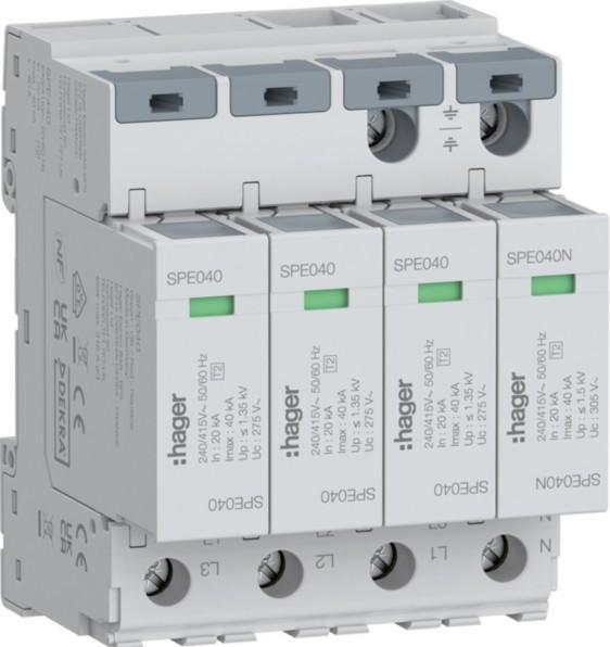 Hager Überspannungsableiter 4P T2 TNS/TT Uc