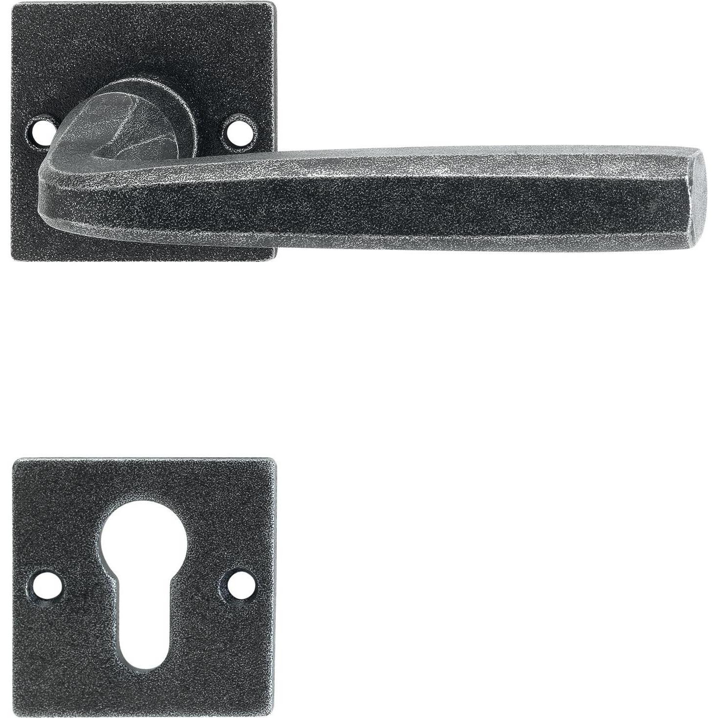 Thumbnail - Halcö, Türgriff + Fenstergriff, Türbeschlag Hall Türgriff für Innentür auf Rosette PZ schwarz passiviert (Türgriff)