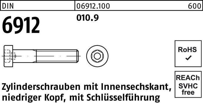 Actual product image Cheese head screw DIN 6912 with hexagon socket M 12 x 30 010.9 (100 Screws per piece)