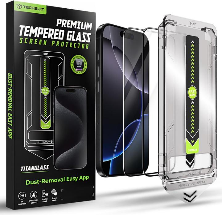 Image du produit Techsuit - TitanGlass FullCover (2 pack) - iPhone 16 Pro Max - Black (2 pcs, Apple iPhone 16 Pro Max)