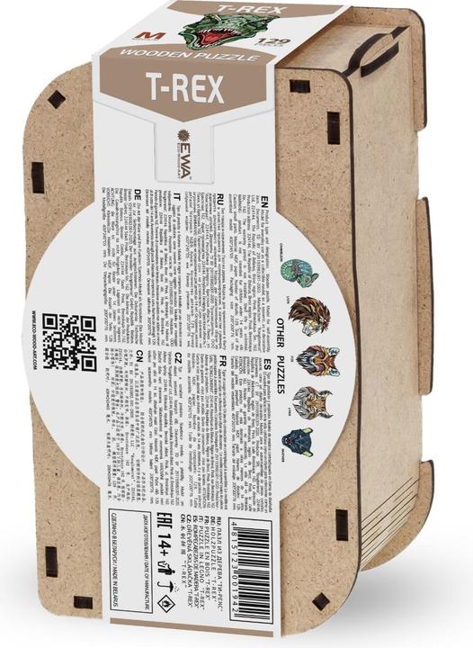 Produktbild Eco Wood Art Holz-Puzzle M - T-Rex (In Holzkiste) (129 Teile)