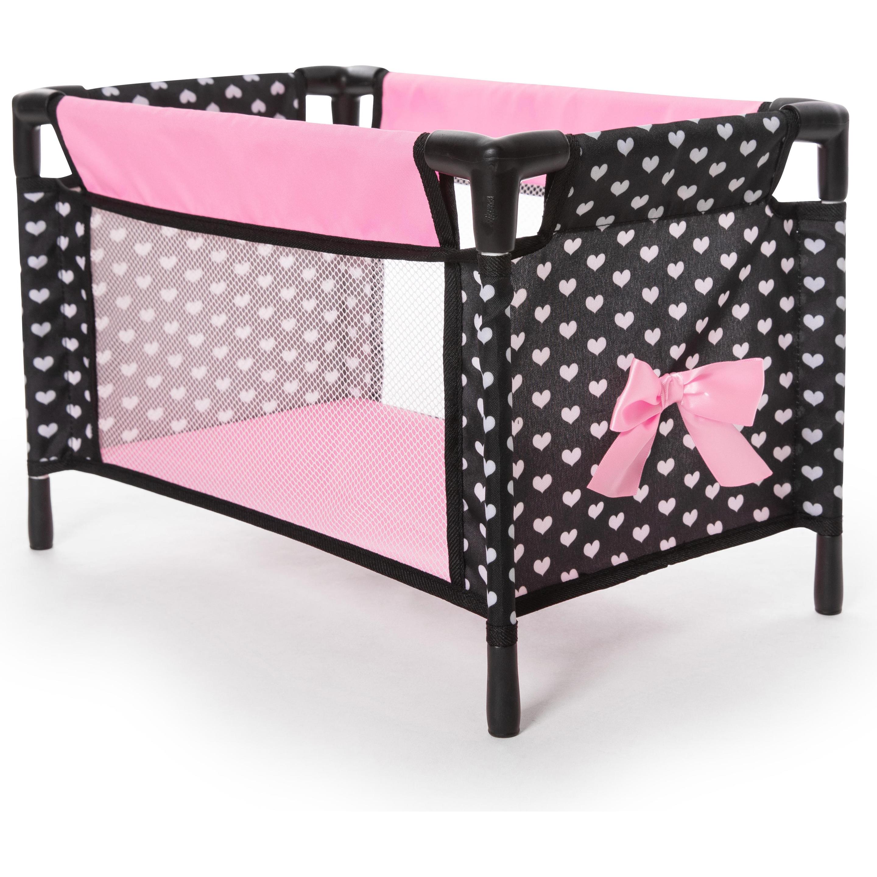 Bayer Reise-Set 9in1 mit Puppenbett und Hochstuhl schwarz/pink
