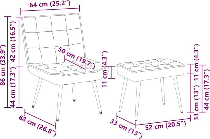 Actual product image vidaXL Relaxsessel mit Hocker