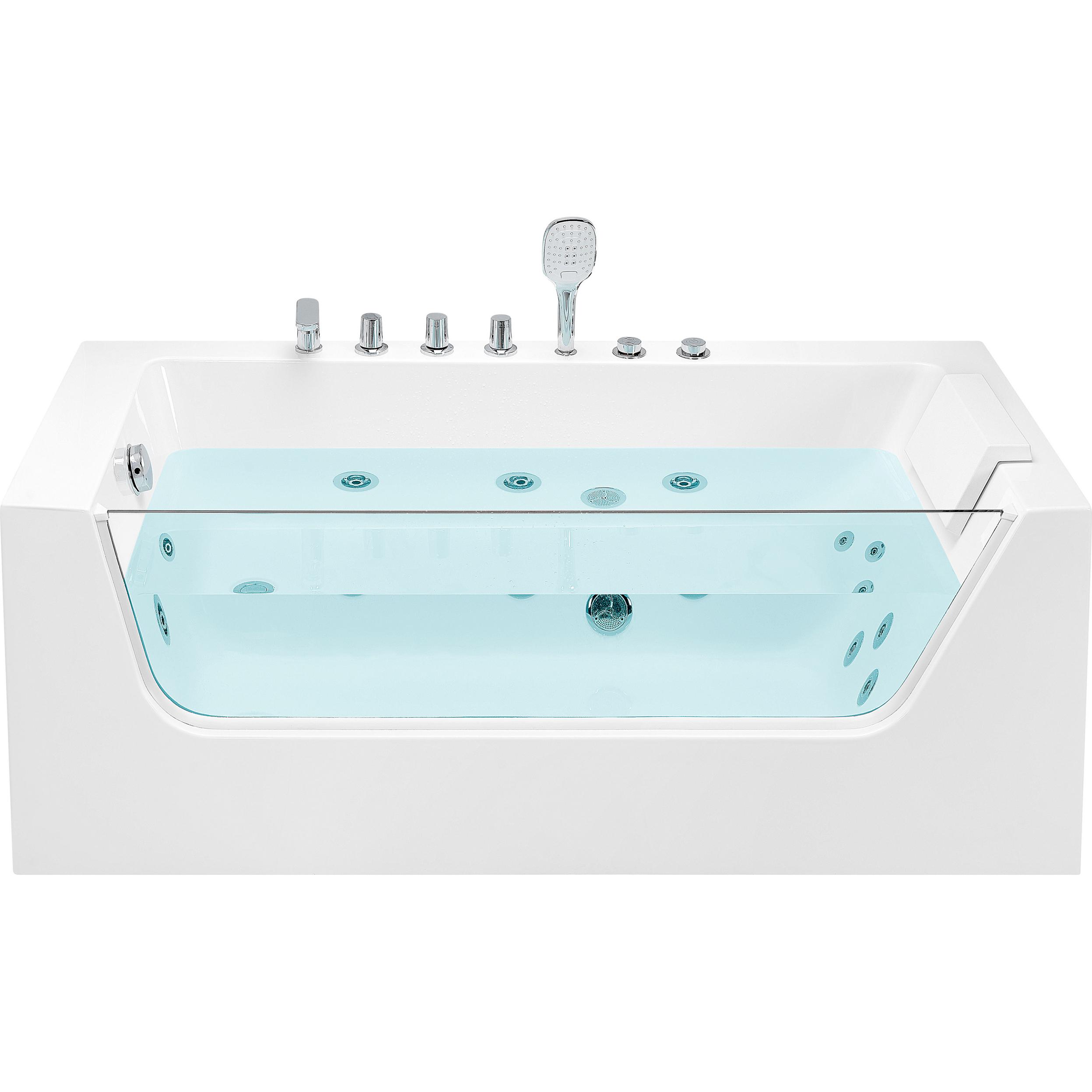 Beliani, Badewanne, Whirlpool Badewanne weiss Eckmodell 170 x 80 cm rechts PUQUIO (304 l, 170 cm, 80 cm)