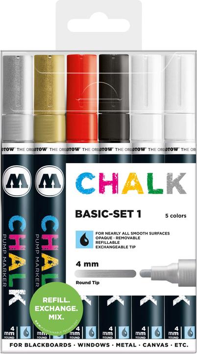 Produktbild Molotow Windowmarker Chalk 4mm Basic-Set 1 nachfüllbar VE=6 Stück (sortiert) (6x)