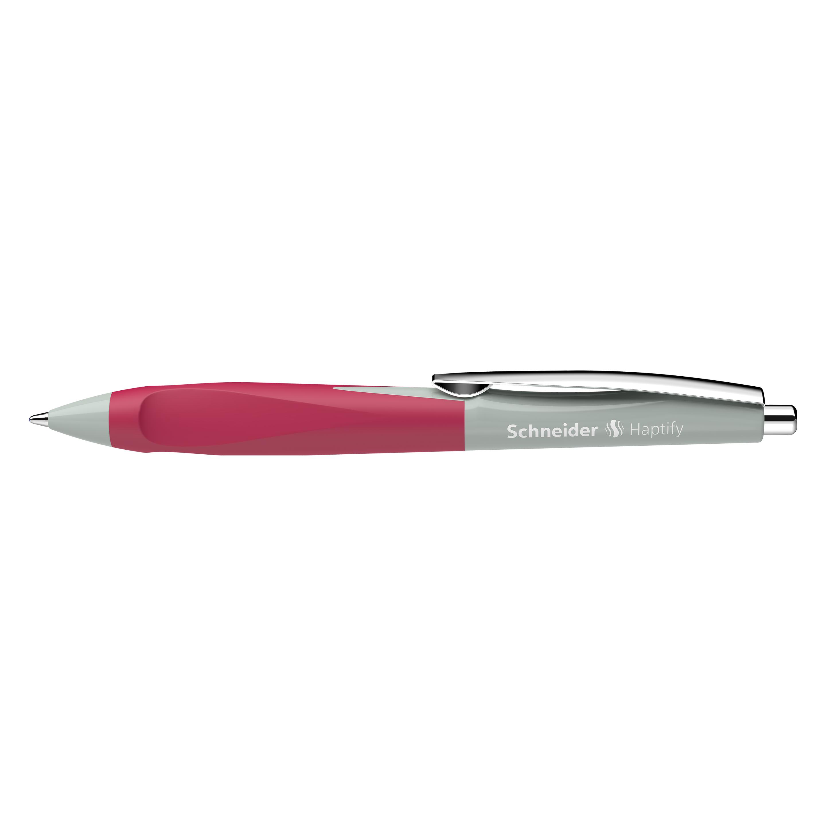 10 X Schneider Kugelschreiber Haptify Salbei Grau- Magenta, Mine Expre