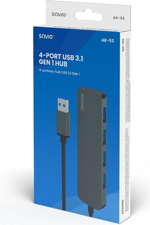 Produktbild Savio 4-Port-HUB USB 3.1 Gen 1, AK-53 (USB-A, 4 Ports)