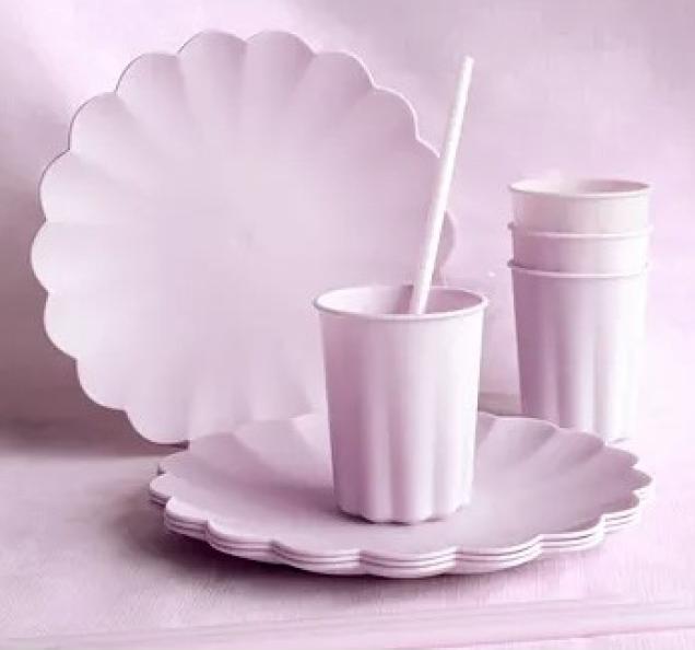 Actual product image Rubbermaid Plastikteller „Rüsche“ – violett- wiederverwendbar (4 x)