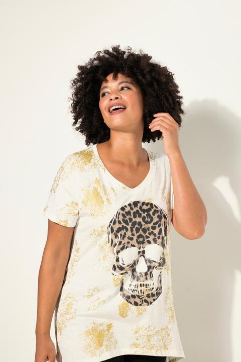 Actual product image Angel of Style Half-Sleeve V-Neck Leopard Print Skull T-Shirt (56)